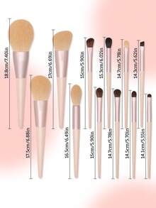 SEPROFE 12pcs Makeup Brush Set, Including Large Powder Brush, Blush Brush, Contour Brush, Highlighter Brush And Small Eyeshadow Brush, Premium Wooden Handle, Ultra-Soft Fibers For Natural Facial Contouring - Apricot - View 6