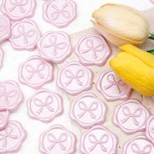 30pcs 3D Bow Wax Seal Stickers - Elegant Self-Adhesive Champagne Color Seals, Suitable For Wedding Invitations, Gift Packaging Decoration, Envelopes, Christmas And Party Decorations, Greeting Cards - 蝴蝶結 - 查看 6