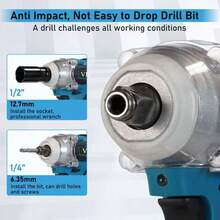 VERVEO Electric Tool, 420N.M Brushless Electric Impact Wrench 1/2", High Power Drive, Equipped With Lithium Battery, Added Type-C Charging Port, Nut Removal, Suitable For Small Vehicle Maintenance - Durable Hardware Tool, Dual Function - Blue - View 6
