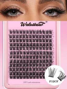 Waloshow D-Curl Fluffy Eyelash Cluster, Single Flared Lashes, 12 Rows Of 10-16mm Mixed Length Eyelash Extensions, Soft Natural Fluffy False Eyelashes, DIY Eyelash Extension At Home, Eyelash Cluster, Single Lashes, Eyelashes, False Eyelashes - D - View 9