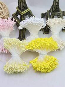 10/400個迷你珍珠人造花蕊－雙頭花蕊 2.36英吋，適用於婚禮、聖誕節，適合婚禮裝飾、新娘背景道具、花束、胸花、襟花、婚禮拱門 - 彩色 - 查看 6