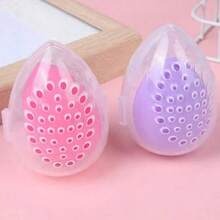 Durable Makeup Sponge Holders,Cosmetic Egg Storage Box Beauty Sponge Stand Storage Case Makeup Blender Puff Holder Empty Cosmetic Transparent Puffs Box - Transparent, Moisture-Proof Storage Case With Multi-Hole Design - Breathable And Portable For Travel, Ideal Beauty Organizer For Cosmetics, - 彩色 - 查看 1