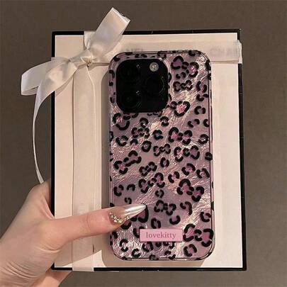 Three Dimensional Relief High Gloss Texture Leopard Print Phone Case, Compatible With 16/15/14/13/12 Pro Max/11/17 Pro/17 Pro Max, Stylish Shockproof, Waterproof, Anti Drop, Anti Scratch Protection, Back Cover UV Protection