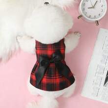 1 chiếc váy cho chó, váy xòe nhẹ nhàng mùa xuân/hè cho chó nhỏ như Teddy/Poodle, 1 chiếc áo vest kẻ sọc cho chó, quần áo cho chó nhỏ, váy cho cún con mùa xuân/hè. - Đỏ - Xem 4
