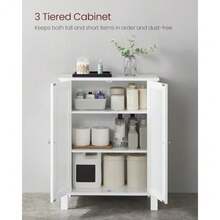 Floor Storage Cabinet Freestanding Storage Unit with 2 Adjustable Shelves for Bathroom Living Room Dining Kitchen 11.8 x 23.6 x 31.5 Inches Cloud White UBCB60WV1 - Nube blanca - Ver 7