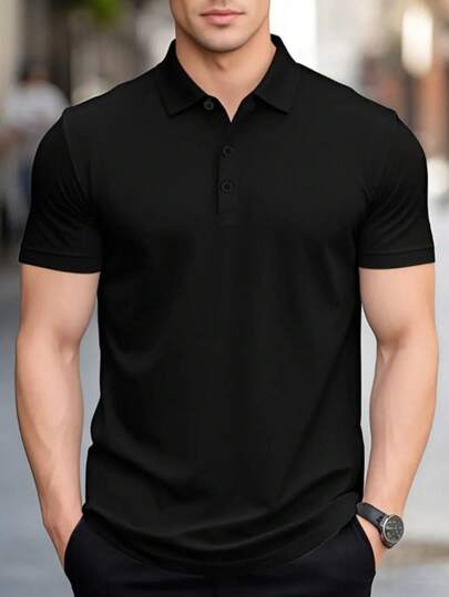 Hombre|002 polo|1pc|Camisa POLO ligera y suave con cuello con botones y corte estándar ideal para el verano como prenda informal o de oficina transpirable perfecta para vacaciones y el día a día con un diseño moderno y contrastes de colores.Camisa polo masculina negra elegante y cómoda para cualquier ocasión con cuello redondo y botones frontales perfecta para el día a día y la formalidad