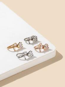 Bộ 4 chiếc/1 chiếc Khuyên mũi giả bằng đồng hình hoa tulip tinh tế, đính đá Zirconia, không cần xỏ lỗ, thích hợp cho nữ, dùng đi hộp đêm, dự tiệc sinh nhật [Lưu ý: Một số sản phẩm được bán riêng lẻ] - Nhiều màu - Xem 4