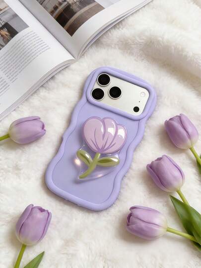 1 pieza Funda inflable para teléfono con onda de dopamina y tulipán, adecuada para iPhone 17 Promax/ Note 14 4G/Galaxy A56/ Hot 30/ Moto E30/Smart 7, Smart 8/Honor X7, X8, X8A, X8B, X8C