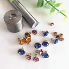 100pcs 10mm(0.394in) Mixed Color Crystal Rivets, Suitable For DIY Leather Crafts, Wallets, Garments - B - View 3