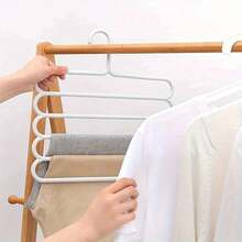 5pcs White Multi-Layer Non-Slip Pants Rack, Multifunctional Wardrobe 5-Tier Hanging Pants Hanger - 5 white - View 2