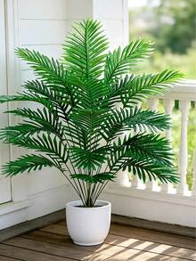 1 pieza Planta artificial grande, Árbol de palma falso, Hojas de palma tropicales, Planta de palma de imitación, Palma de coco de imitación, Árbol alto, Decoración de hojas de plástico realista de monstruo para el hogar, el jardín y la oficina - Verde - Ver 14