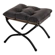 HollyHOME - Taburete plegable de 15 pulgadas de alto otomano tapizado pequeño y plegable taburete acolchado para silla perezosa marco de metal reposapiés portátil otomano para sala de estar - Gris gris ahumado - Ver 8