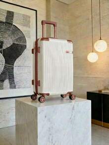 Carry-On Suitcase For Domestic And International Travel, 4 Double Wheels, 360° Rotating Lock, Built-In Padlock - trắng - Xem 1