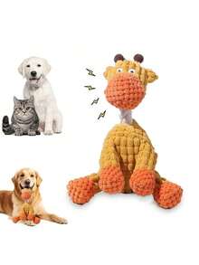 1个结实耐用的狗狗磨牙玩具（颜色随机） - 带发声器的加厚毛绒磨牙玩具，适合爱啃咬的狗狗，有助于清洁牙齿，维护口腔健康，适合小型、中型和大型犬 - 室内/室外均可玩耍（橙色和绿色） - 理想的幼犬磨牙玩具，宠物用品，建筑材料，宠物主人，无需电池，狗狗磨牙玩具，鸭子造型狗狗玩具，猫咪磨牙玩具 - 彩色 - 查看 10