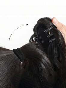 Kurze matte Blumen-Haarspange Perücke Zopf, natürlich aussehende synthetische Haar-Zopf-Perücke, langer flauschiger Stil, geeignet für den täglichen Gebrauch. Haaraccessoire, lässige Haarspange, elegante Haarspange, Haarklammer Schule - Verschiedenfarbig - Übersicht 4