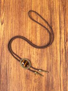 4件套波洛领带螺旋卷曲纹理框架凸面宝石男女通用婚礼及日常佩戴项链，百搭西式风格 - 彩色 - 查看 4