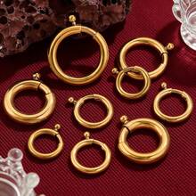 1/4 Pcs 304 Stainless Steel Circular Clasp Jewelry Accessories, DIY Necklace Bracelet, 18K Gold Plated Non-Fading Pendant Clasp - Buckle - View 9