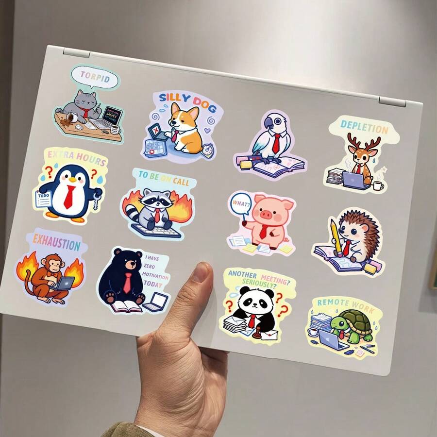 50pcs/Pack Decorative Stickers Of Working Animals For Diary, Phone Case, Laptop, Guitar, Skateboard, Water Bottle, Scrapbook, Planner - Working Animals - View 1