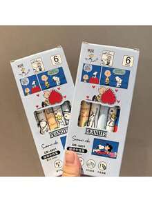 SNOOPY Bộ 6 bút bi hình trái tim Kawaii - Phiên bản giới hạn Ins cao cấp, bút bi gel đen 0.5mm, bút viết bài thi dễ thương dành cho nữ sinh, mực trơn tru, dụng cụ học tập. - Nhiều màu - Xem 3