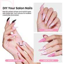 Kit de puntas de uñas Apex pre-construidas Beetles Tipex Lite, Stiletto Medium, con pegamento de uñas Tipex, Kit de uñas de gel todo en uno - Kit de uñas Stiletto Medium 224 piezas (Tipex Nail Kit) - Ver 2