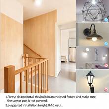 1/2pcs Pear-Shaped LED Bulb - Indoor Motion Sensor, 12W Auto On/Off, 1200 Lumens, E26 Base; Long Lifespan Flicker-Free Comfortable Eye-Care LED Lamp (80-265V) - White - View 6