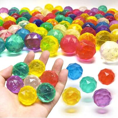 15pcs 25mm Rubber Bouncing Pet Toy Ball Mixing Multiple Colors Birthday Party Game Prizes Vending Machine Fillers High Elasticity Sparkling Diamond Elastic Balls Indoor Outdoor Activities Supplies