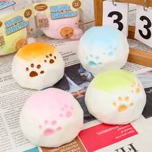 Kids Gradient Cat Paw Milk Shell Slow Rising Squishy Toy, Pastel Cartoon Paw Print Soft Squeeze Fidget Toy, Fluffy Cream Dessert Stress Relief Sensory Toy, Gift Box Pack Pocket Decompression Toy Gift For Boys Girls - Multicolor - View 6