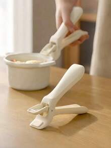 New Anti-Scald Silicone Pot Holder, Non-Slip Bowl Gripper, Kitchen Tongs For Baking Tray & Steamer - Beige - View 1