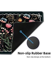 Extra Large Gaming Mouse Pad, XL Size Keyboard Mouse Mat With Stitched Edges, Durable Non-Slip Rubber Base, Suitable For Home Office Work Floral And Plant Designs - View 8