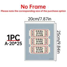 1幅带框/不带框酷炫儿童俱乐部票根帆布海报，可爱蓝色婴儿房墙面艺术印刷品，男婴房装饰画，适用于游戏室、儿童房、卧室、现代家居装饰 - 彩色 - 查看 12