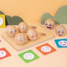 Wooden Children's Changeable Face Building Blocks + Large Building Blocks Combat Iron Box Early Education Puzzle Toys - Multicolor - View 11