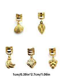 20pcs Fruit Dreadlock Hair Scrunchies Tassel Alloy Adjustable Dreadlock Hair Rings, Suitable For Daily, Party, Vacation Wear - Gold - View 10