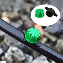Gotero ajustable tipo gancho con tapa verde de 8 orificios, boquilla de riego por goteo ajustable de 1/4 pulgada para sistema de rociadores, adecuado para mangueras de 4/7 mm, con abridor de orificios, para sistemas de riego de jardines y plantaciones agrícolas - Goteros de riego automático - Ver 9