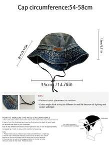 Denim Bucket Hat With Adjustable Drawstring - Vintage Style Cap, Oversized Brim Cowboy Hat For Women, Rolled Edge Fisherman Hat For Casual Outdoor Sun Protection, Unisex Spring Summer Hiking Cap - Multicolor - View 5