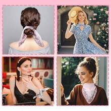 Pañuelos para mujer pañuelo floral de algodón de 17 pulgadas para mujeres bodas fiestas banquetes hogar - Azul Rosa Blanco6pcs - Ver 5