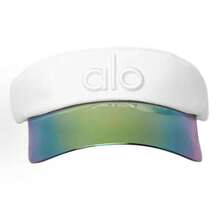 Alo Yoga Logo Sun Visor Hats For Women Wide Brim UV Protection Adjustable Large Golf Beach Cap Packable Travel Sport Visor - trắng - Xem 2