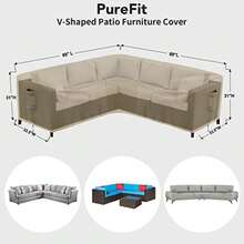 Outdoor Sectional Sofa Cover Waterproof V Shaped Patio Furniture Covers for Deck Lawn and Backyard 89"x89" Camel - Camello - Ver 3
