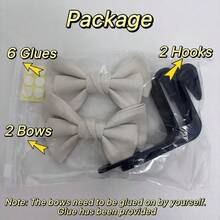 AD High-End Fashionable Leather Bowknot Multi-Function Car Seat Back Hook, Cute Car Interior Storage Hook - Black Rod White - View 4