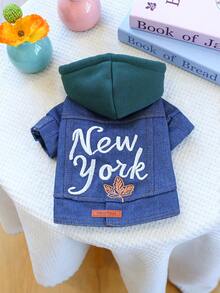 PETCIRCLE 1件宠物衣服，狗狗春夏新款连帽外套，小型犬服装 - 纽约外套 - 彩色 - 查看 5