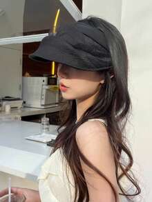 Mũ chống nắng lưới xếp ly mới năm 2026, mũ vành rỗng màu đen, mũ che nắng mùa hè cho nữ, mũ chống nắng du lịch ngoài trời. - Nhiều màu - Xem 7