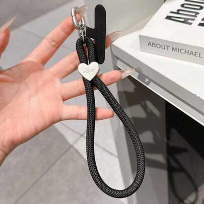 1 Set Heart-Shaped Phone Lanyard, Dopamine Colorful Camera Anti-Lost Strap, Water Bottle, Backpack Woven Short Finger Ring Phone Lanyard, Dopamine Colorful Camera Anti-Lost Strap, Water Bottle, Backpack Woven Short Finger Ring Phone Chain, DIY Polyester Short Rope