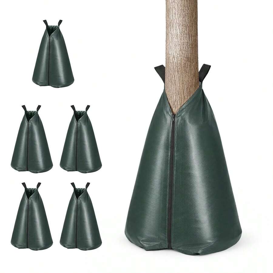 6 Pack Tree Watering Bags 20 Gallon Slow Release Irrigation Bag For Newly Planted Trees Deep Root Watering With Zipper Handles Fits 1 To 8 Inch Trunk - Green - 查看 1