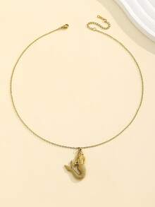 1pc Fashionable European And American Minimalist Retro Mermaid Stainless Steel Pendant Necklace, Personalized Creative Choker Necklace, Suitable For Women's Daily Wear And Gift - Multicolor - View 4