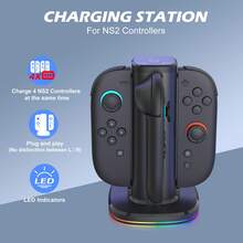 Reletech Estación de carga 4 en 1 para Switch/NS | Cargador inalámbrico rápido simultáneo para Joy-Con y controladores Pro - Negro - Ver 1