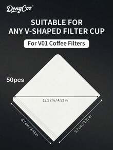 Dengcoo 100 lembar Kertas Filter Kopi Sekali Pakai Bentuk Persegi Putih V01 & V02, Cocok untuk Mesin Kopi Pour Over dan Drip - Kertas Saring - View 10