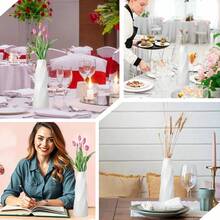 1/3/5 pezzi Piccoli vasi bianchi da fiori in stile boho, vasi in plastica composita per fiori secchi, erba pampa e bouquet, centrotavola per matrimoni, feste, tavoli da pranzo e decorazione della casa - vaso bianco - Visualizzare 11
