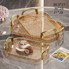 One PET Serving Tray, With An Oval Design, Suitable For Use In The Kitchen, Dining Table, Holiday Parties And Family Gatherings. - Grey - View 8