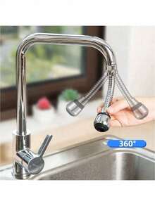1pc Stainless Steel Kitchen Faucet Water Saving Sprayer Attachment With 360 Degree Rotation And Splash Guard, Suitable For Kitchen And Bathroom Faucets - Silver - View 6