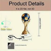2D Rotating Acrylic Trophy - Gold Football Design, Blue & Gold Inlay, 360° Rotating Base, No Power Needed - Shiny Award For Football Fans, Sports Events, Room Decor And Fan Gifts (Classic Style) - 1PC - View 2
