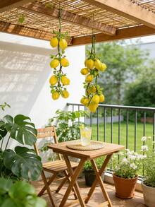 8 pièces Grappes de vignes de citron, 1 grappe de fruits de citron jaune réaliste avec feuilles, convient pour le style rustique d'hôtel, maison, restaurant, magasin de fruits, jardin de la maison, fête, bar, décoration d'armoire et accessoires de cinéma, grappe de fruits décoratifs souples - Multicolore - Voir 5